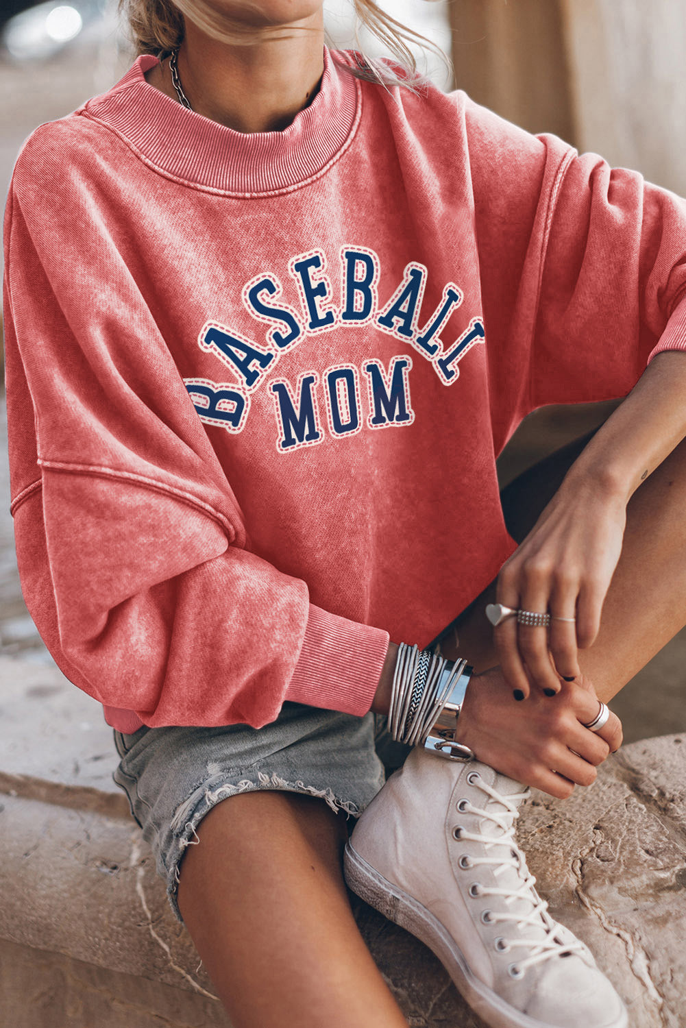 BASEBALL MOM Graphic Crewneck Sweatshirt