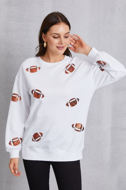 Football Sequin Patch Crewneck Sweatshirt