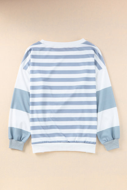 Football Striped Crewneck Sweatshirt