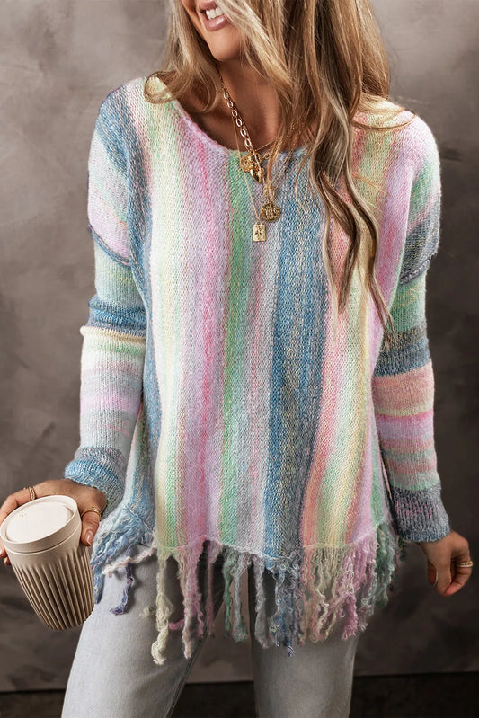 Fringe Color Block Sweater