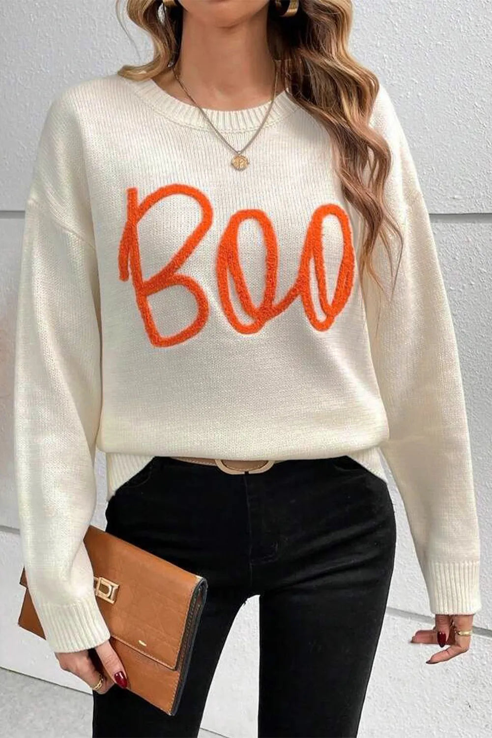 BOO Long Sleeve Festive Sweater