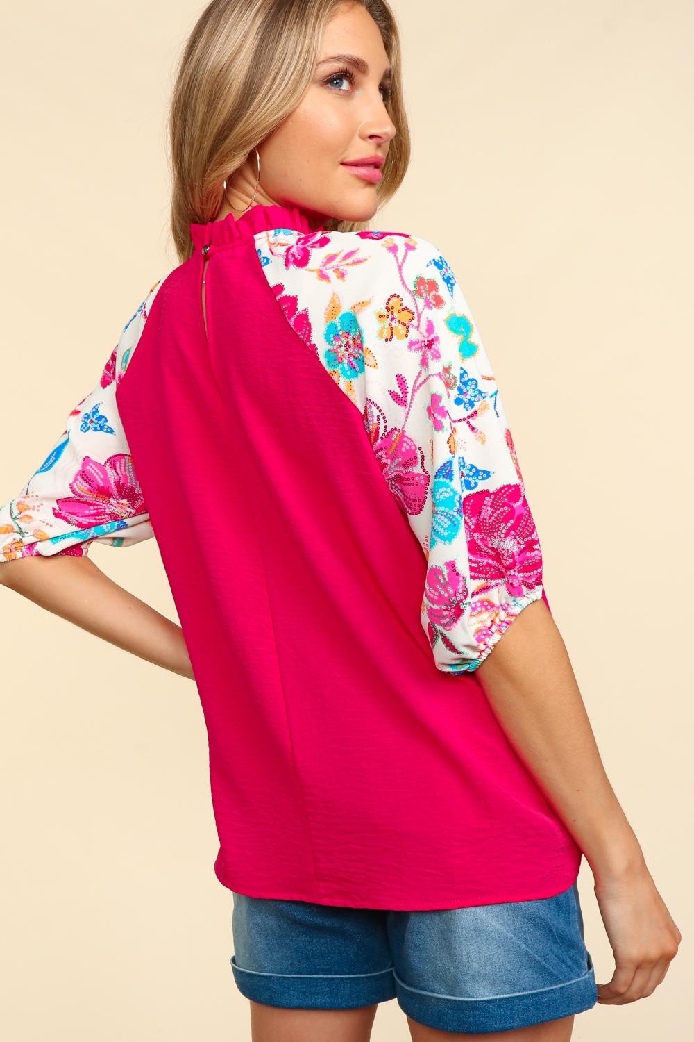 Bright Frill Mock Neck Blouse