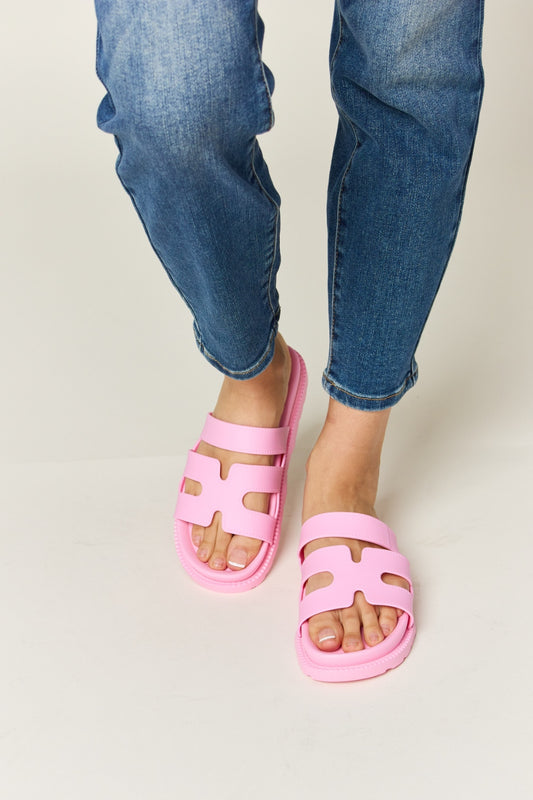 Cutout Open Toe Flat Sandals