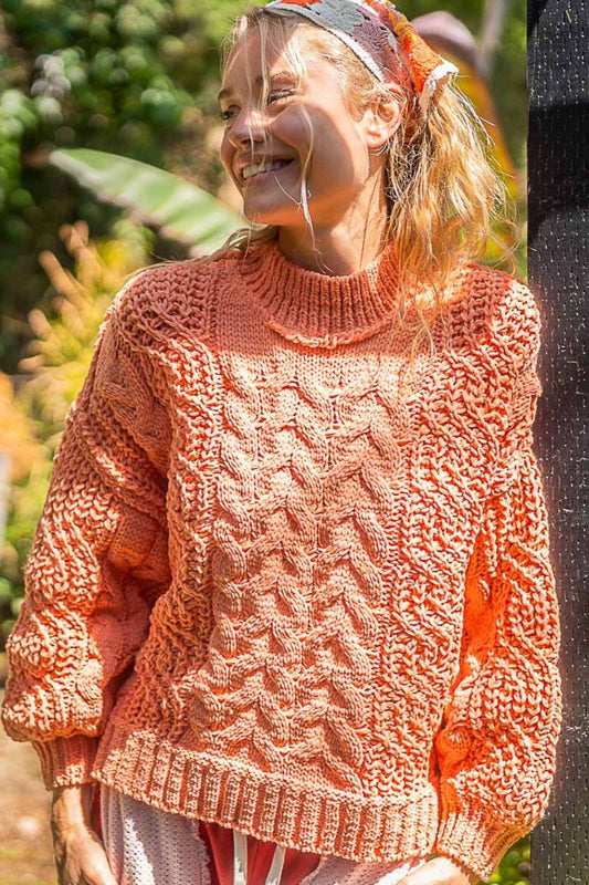 Textured Cable Knit Sweater