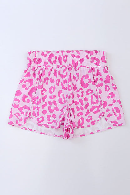 Athletic Leopard Elastic Waist Shorts