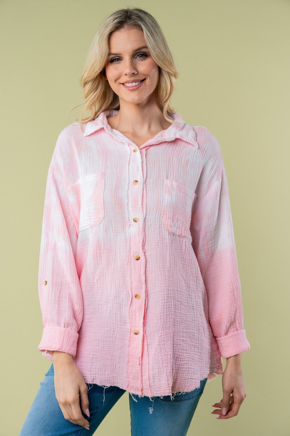 Long Sleeve Washed Buttoned Shirt