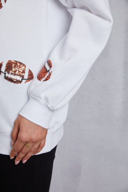 Football Sequin Patch Crewneck Sweatshirt