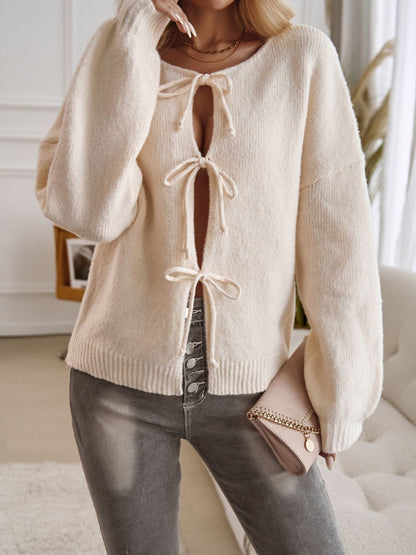 Devine Tied Dropped Shoulder Cardigan Sweater